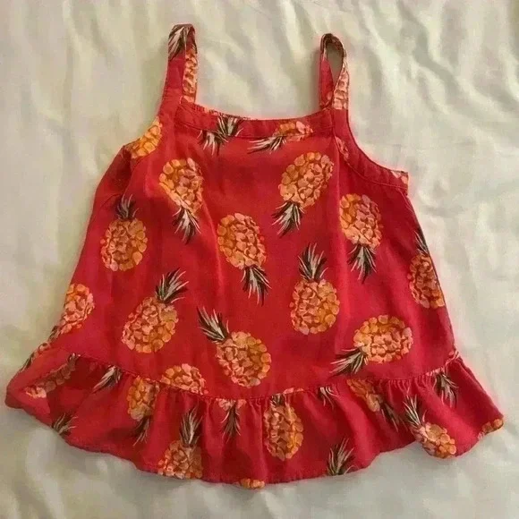 Sonoma Girls Kids Size 5 Two Piece Matching Short Set Pink Pineapple - Picture 3 of 5